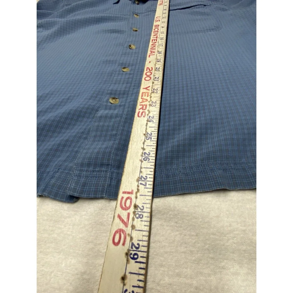 The North Face Shirt Men Medium Blue Plaid Short Sleeve Button Front Pocket